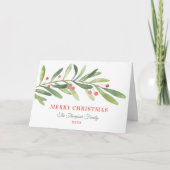 Vroege kerstgroene rode wintergroen feestdagen kaart (Voorkant)