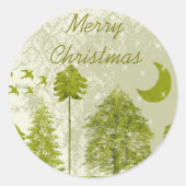Vroege kerstgroene stekels maan en sterren ronde sticker (Voorkant)