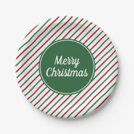 Vroege kerstgroene strepen papieren bordje