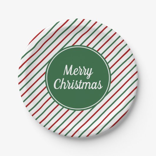 Vroege kerstgroene strepen papieren bordje (Voorkant)