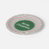 Vroege kerstgroene strepen papieren bordje (Gekanteld)