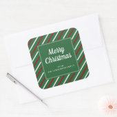 Vroege kerstgroene strepen vierkante sticker (Envelop)