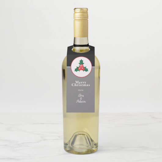 Vroege kerstgroet, Holly Sprig & Berries Flessenhanger (Op fles)