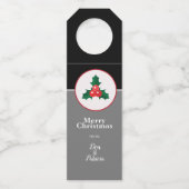 Vroege kerstgroet, Holly Sprig & Berries Flessenhanger (Voorkant)