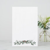 Vroege kerstgroet mistletoe en dennenpoep briefpapier (Staand voorkant)