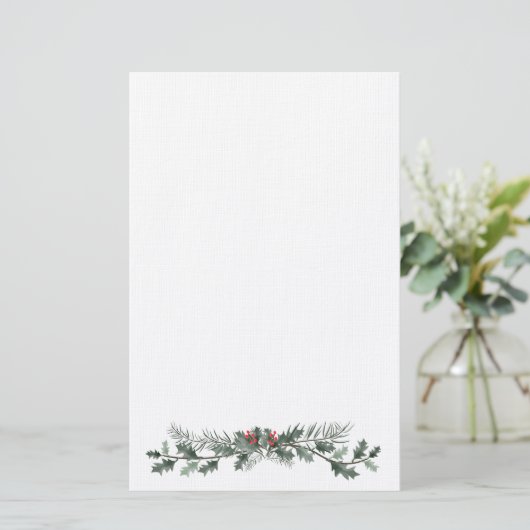 Vroege kerstgroet mistletoe en dennenpoep briefpapier (Staand voorkant)