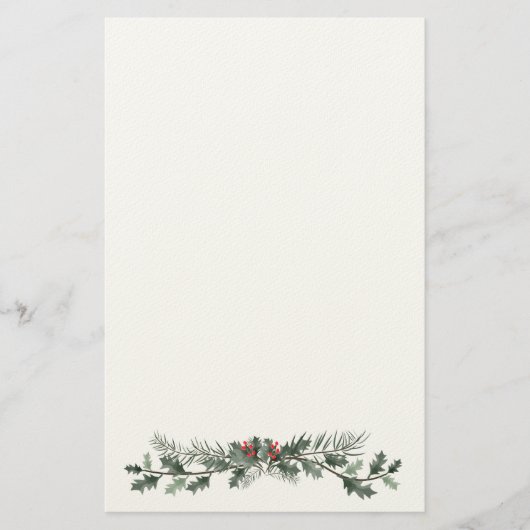 Vroege kerstgroet mistletoe en dennenpoep briefpapier (Voorkant)