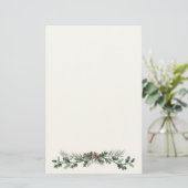 Vroege kerstgroet mistletoe en dennenpoep briefpapier (Staand voorkant)