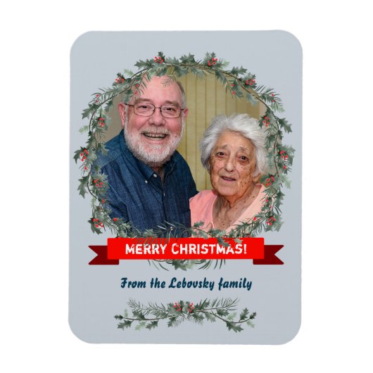 Vroege kerstgroet mistletoe en dennenpoep magneet (Verticaal)