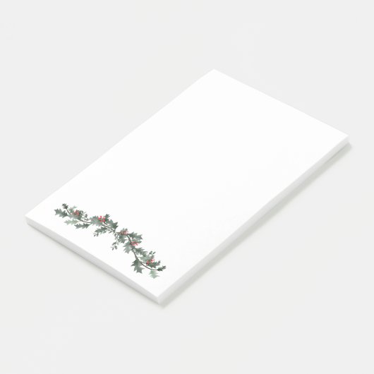 Vroege kerstgroet mistletoe en dennenpoep post-it® notes (Schuin)