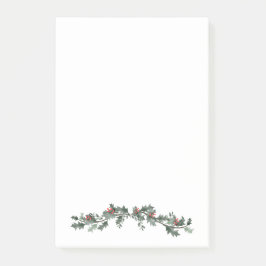 Vroege kerstgroet mistletoe en dennenpoep post-it® notes