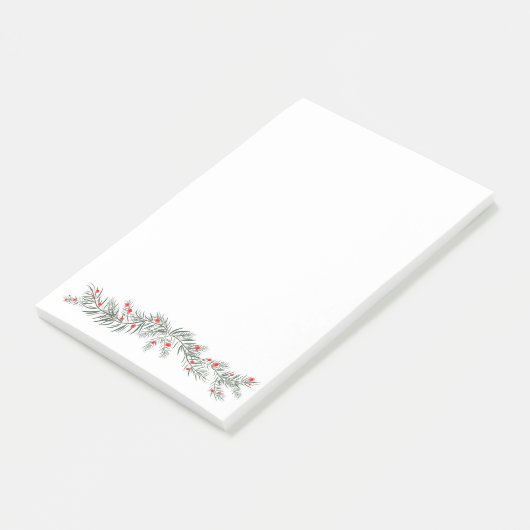Vroege kerstgroet mistletoe en dennenpoep post-it® notes (Schuin)