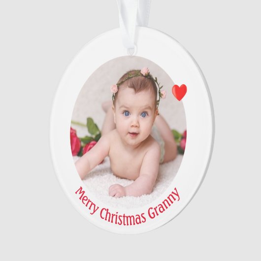Vroege kerstgrootmoeder en aangepaste foto ornament (voorkant)