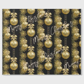 Vroege kerstinpakpapier Gold Balls Black Cadeaupapier (Vlak)