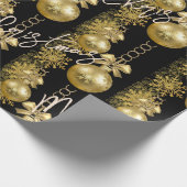 Vroege kerstinpakpapier Gold Balls Black Cadeaupapier (Hoek)