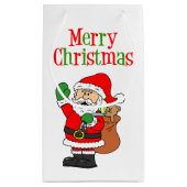 Vroege kerstkaarde Cartoon Santa Klein Cadeauzakje (Achterkant)