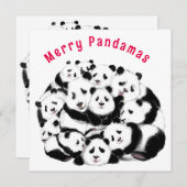 Vroege kerstkaart Happy Pandas-familie - schildere (Voorkant / Achterkant)