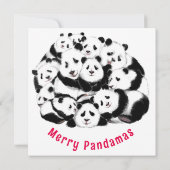 Vroege kerstkaart Happy Pandas-familie - schildere (Achterkant)