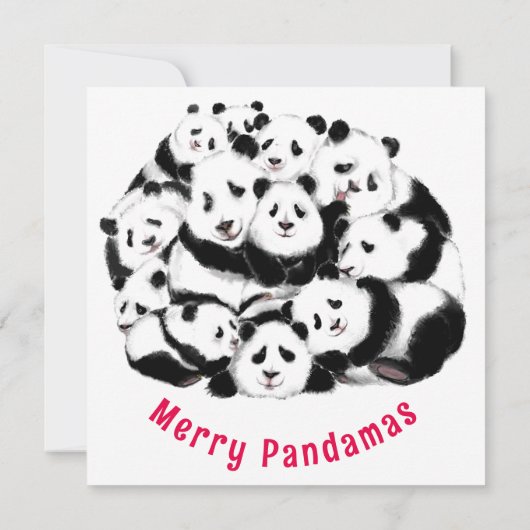 Vroege kerstkaart Happy Pandas-familie - schildere (Achterkant)