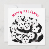 Vroege kerstkaart Happy Pandas-familie - schildere (Voorkant)