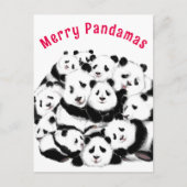 Vroege kerstkaart Happy Pandas-familie - schildere Briefkaart (Voorkant)