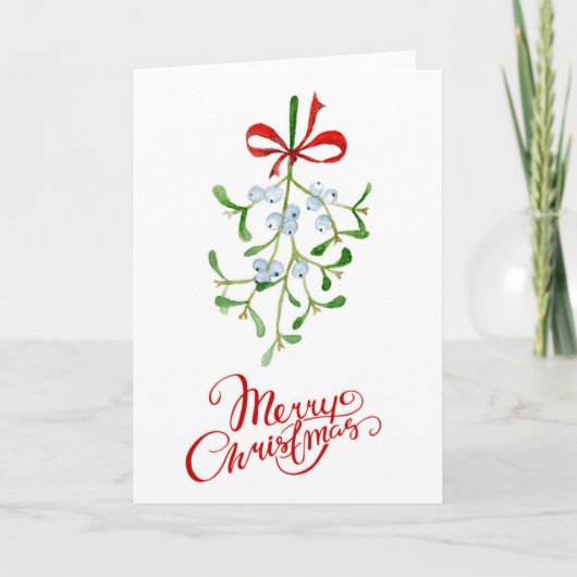Vroege kerstkaart Mistletoe Kerstmis Feestdagen Kaart (Voorkant)