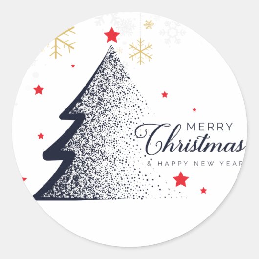 Vroege kerstkaart ronde sticker (Voorkant)