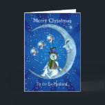 Vroege kerstkaart - Snowman en Maan Feestdagen Kaart<br><div class="desc">Vroege kerstkaart - Snowman en Maan</div>