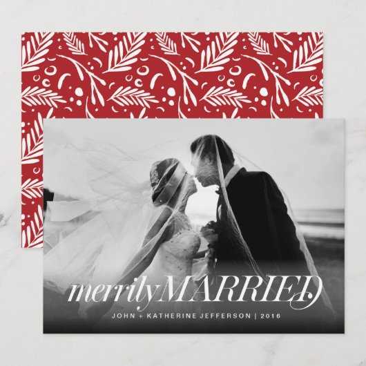 Vroege kerstkaart voor getrouwde Pas getrouwd (Voorkant / Achterkant)