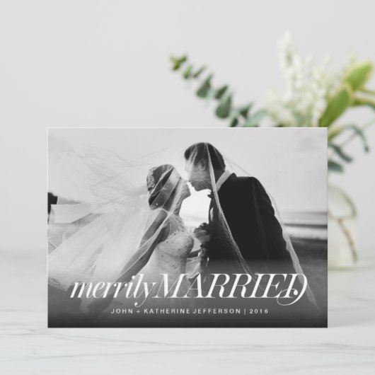 Vroege kerstkaart voor getrouwde Pas getrouwd (Staand voorkant)