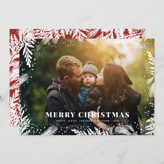 Vroege kerstkaart voor kerstmis pine (Voorkant / Achterkant)