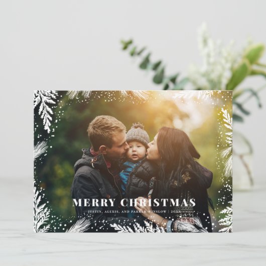 Vroege kerstkaart voor kerstmis pine (Staand voorkant)