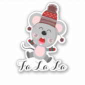 Vroege kerstkaartenmuis ID854-Sticker Sticker (Voorkant)