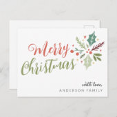 Vroege kerstkalligrafie Foliage Briefkaart (Voorkant / Achterkant)