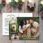 Vroege kerstkalligrafie Foto Collage, Gold Folie Feestdagen Briefkaart<br><div class="desc">Stuur speciale vakantiewensen met dit feestelijke briefkaart met "prettig kerstfeest" in een handgeschreven typografische lettertype in een echte gouden folie - samen met vier van uw favoriete foto's. Voeg gemakkelijk uw eigen getypte vakantiegroet aan de achterkant toe of schrap de nota om ruimte voor een handgeschreven nota te verlaten. Voeg...</div>