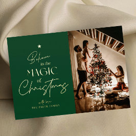 Vroege kerstkalligrafie Groene foto-Folie Folie Feestdagenkaart