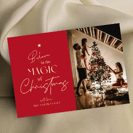 Vroege kerstkalligrafie Rode foto-Folie Folie Feestdagenkaart