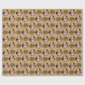 Vroege kerstkalligrafie Ronde Foto Gold Cadeaupapier (Vlak)