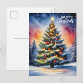 Vroege kerstkerstboom met Waterverf Feestdagenkaart (Voorkant / Achterkant)
