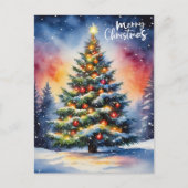 Vroege kerstkerstboom met Waterverf Feestdagenkaart (Voorkant)
