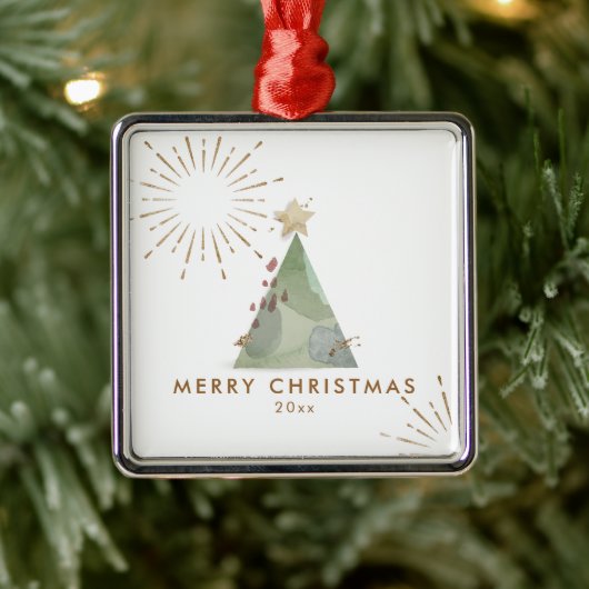 Vroege kerstkerstboom met Waterverf Metalen Ornament (Boom)