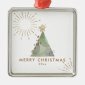 Vroege kerstkerstboom met Waterverf Metalen Ornament (Voorkant)