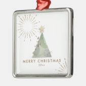 Vroege kerstkerstboom met Waterverf Metalen Ornament (Links)