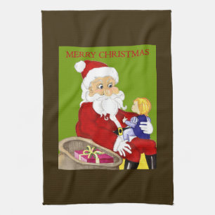 Vroege kerstkerstkerstbedekking en kinderhanddoeke theedoek