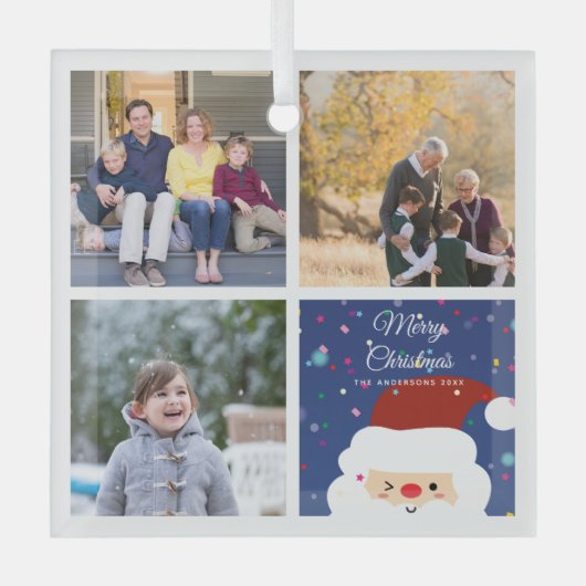 Vroege kerstkerstkerstkerstman en juffrouw Foto co Glas Ornament (Voorkant)