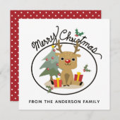 Vroege kerstkoortsrendiernaam feestdagenkaart (Voorkant / Achterkant)