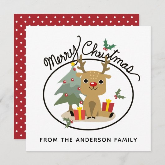 Vroege kerstkoortsrendiernaam feestdagenkaart (Voorkant / Achterkant)