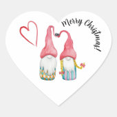 Vroege kerstkoortswintergnomen in liefde hart sticker (Voorkant)