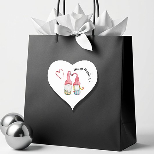 Vroege kerstkoortswintergnomen in liefde hart sticker