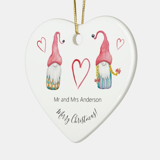 Vroege kerstkoortswintergnomen in liefde keramisch ornament (Links)